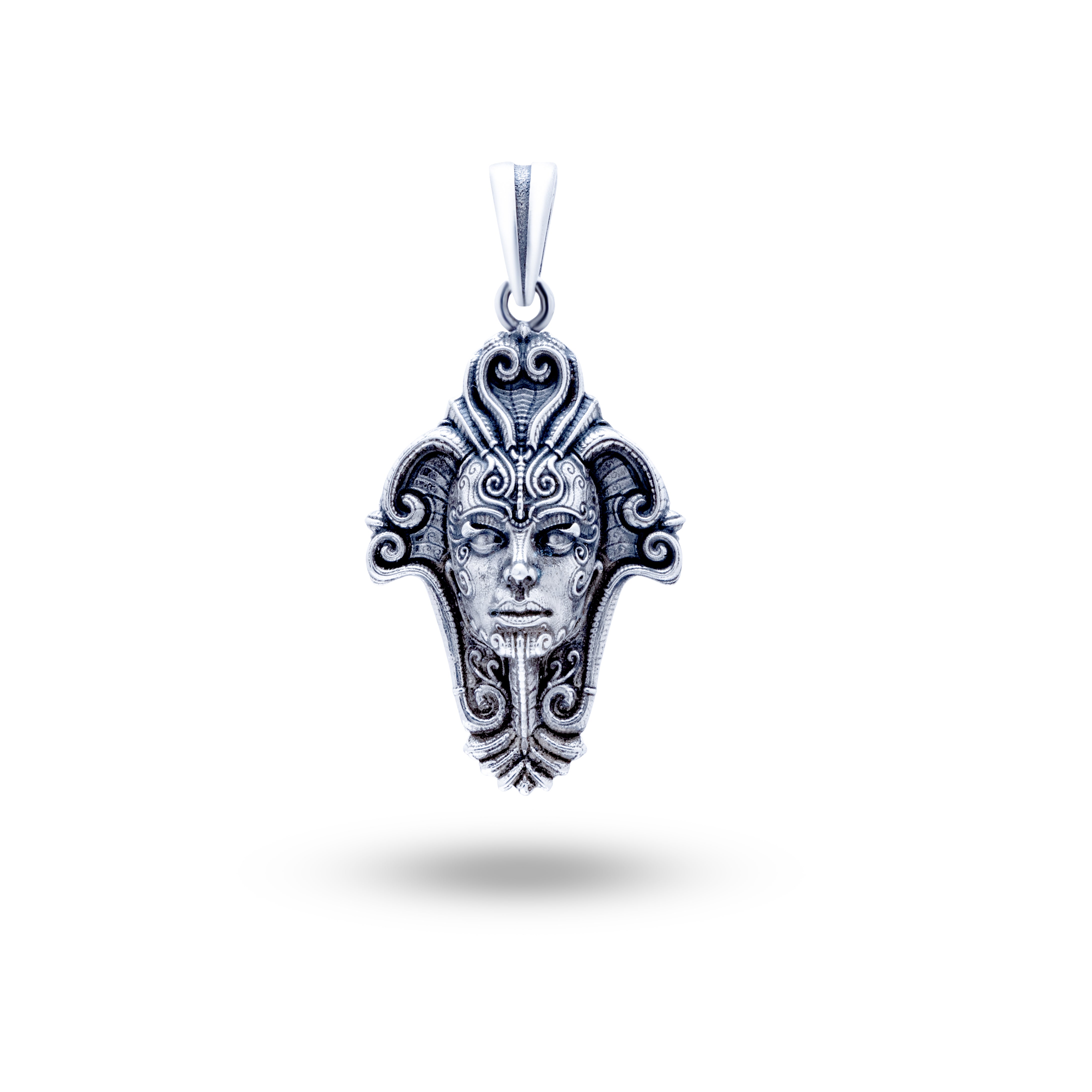 Queen Mother Head 925 Sterling Silver Pendant with oxidized finish by White Lion Jewels, perfect for elegant wear