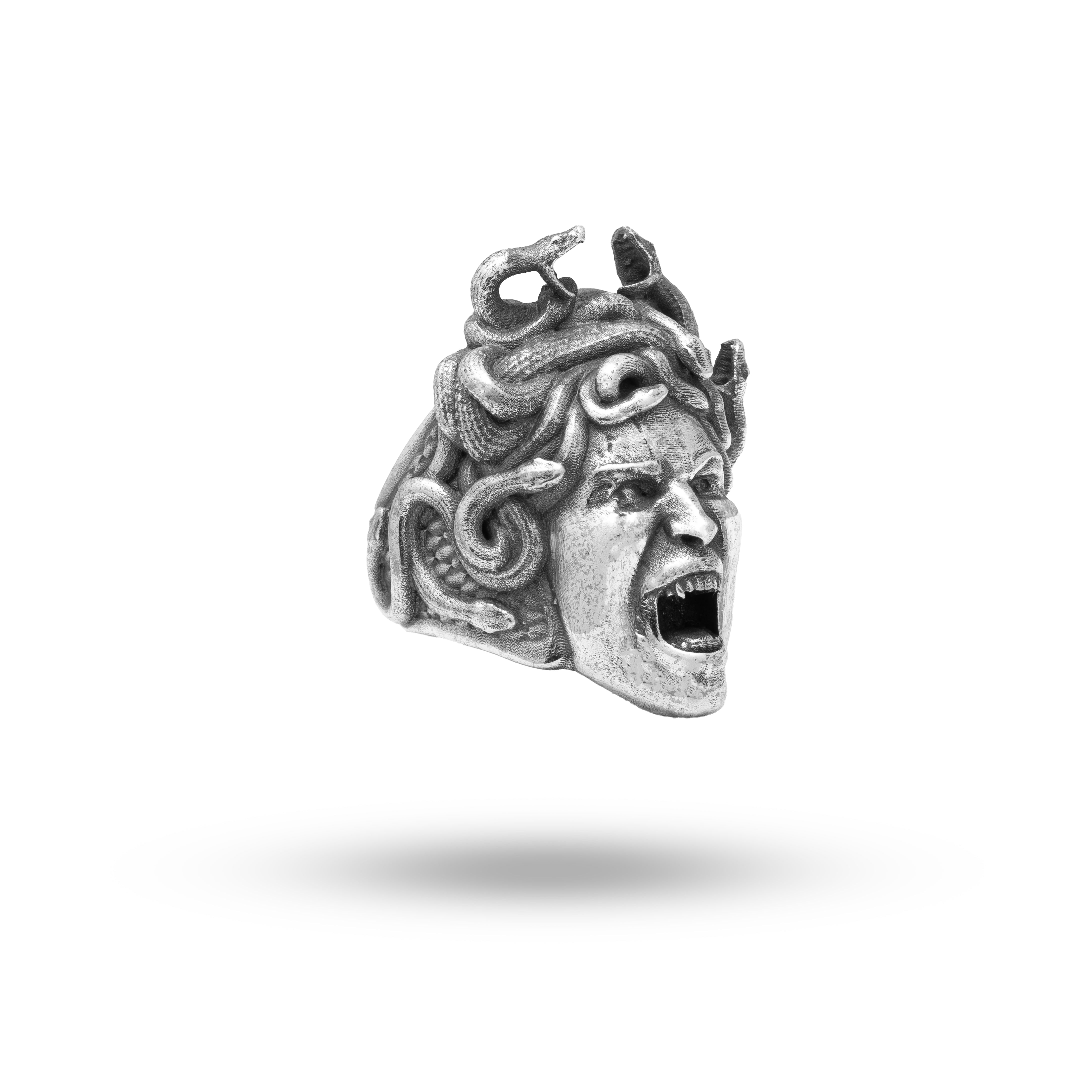 Angry Medusa 925 Sterling Silver Ring with Oxidized Finish