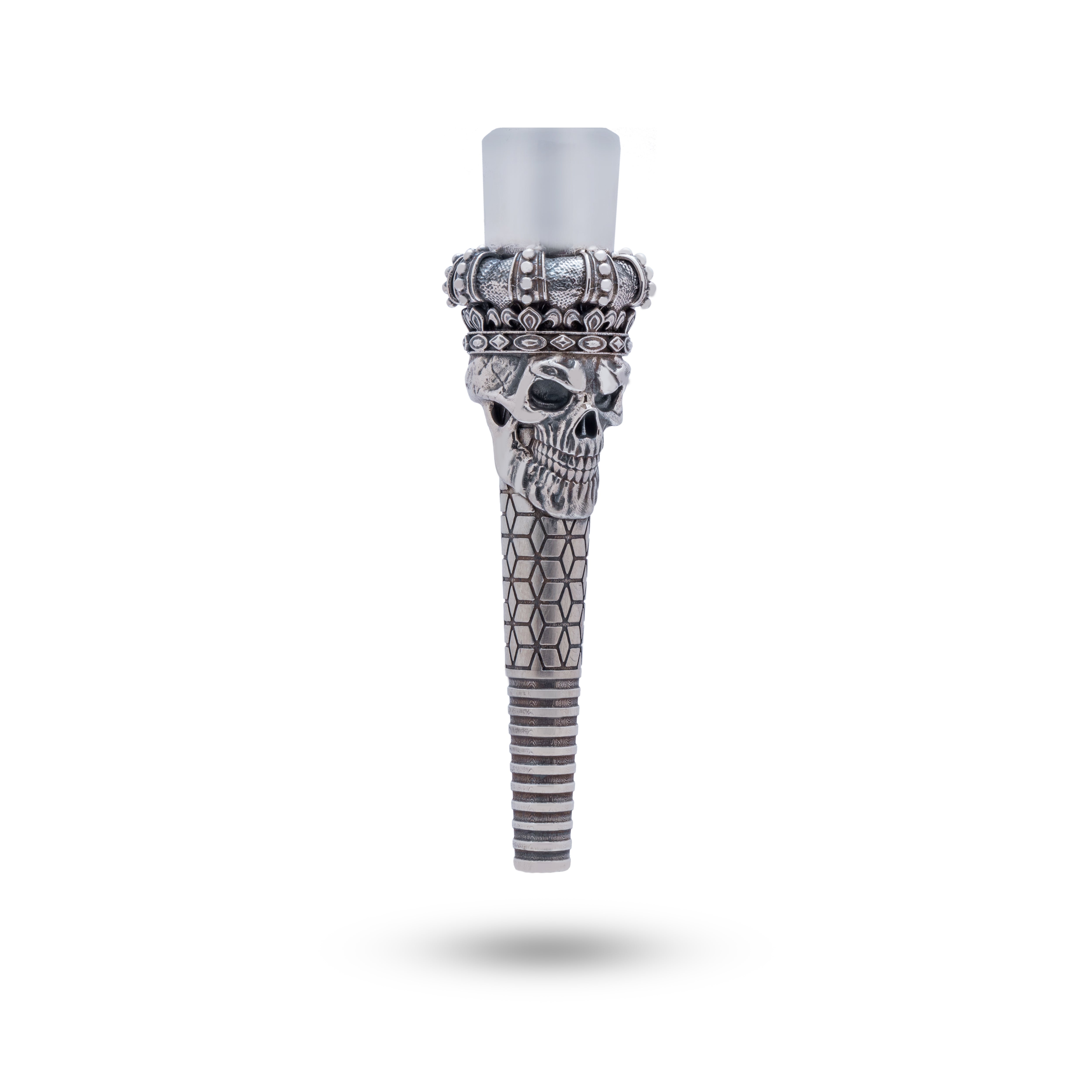 Sterling silver hookah filter with king skull crown design, luxury 925 hookah accessory