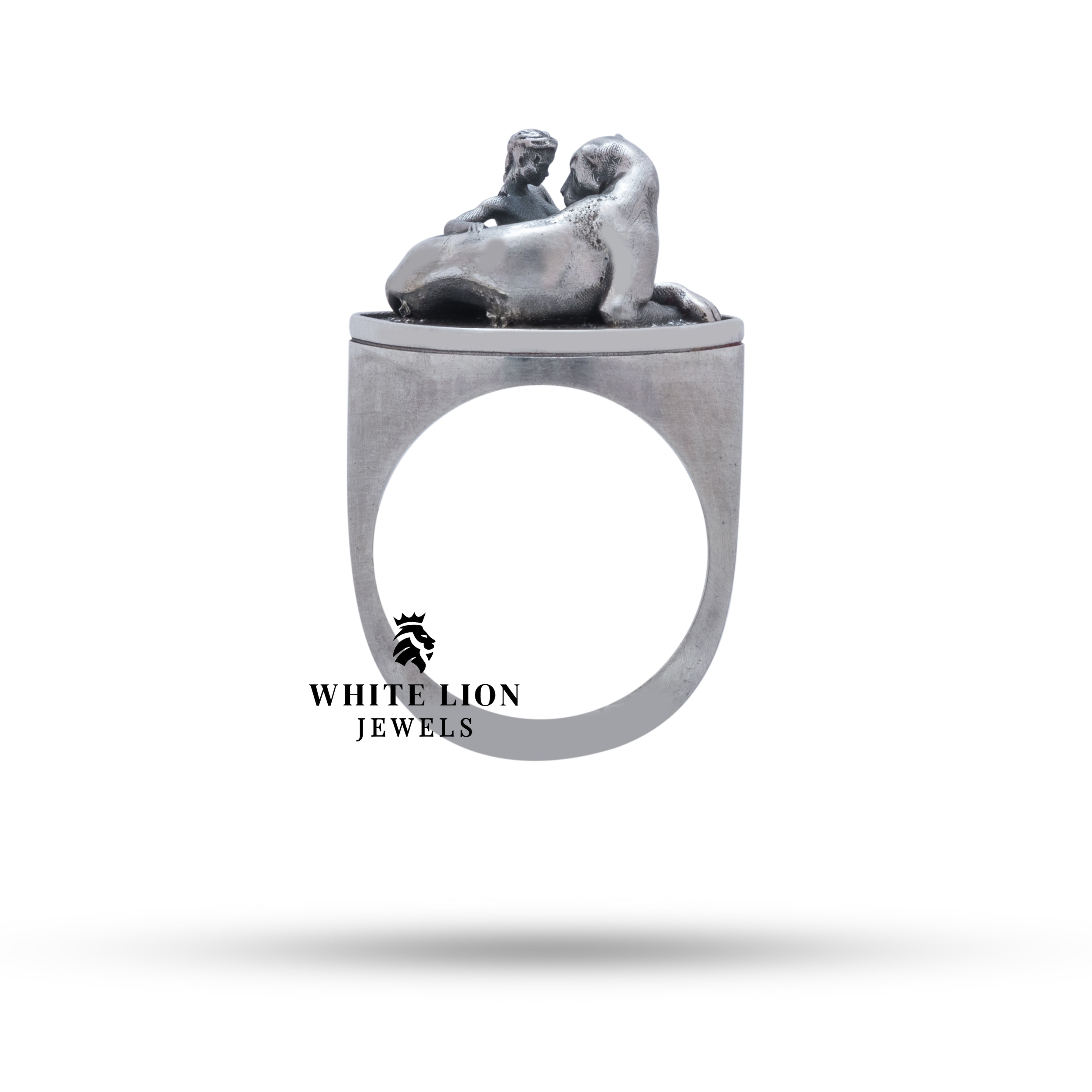 Amazon 925 Sterling Silver Ring with oxidized finish, side profile showcasing the intricate design.