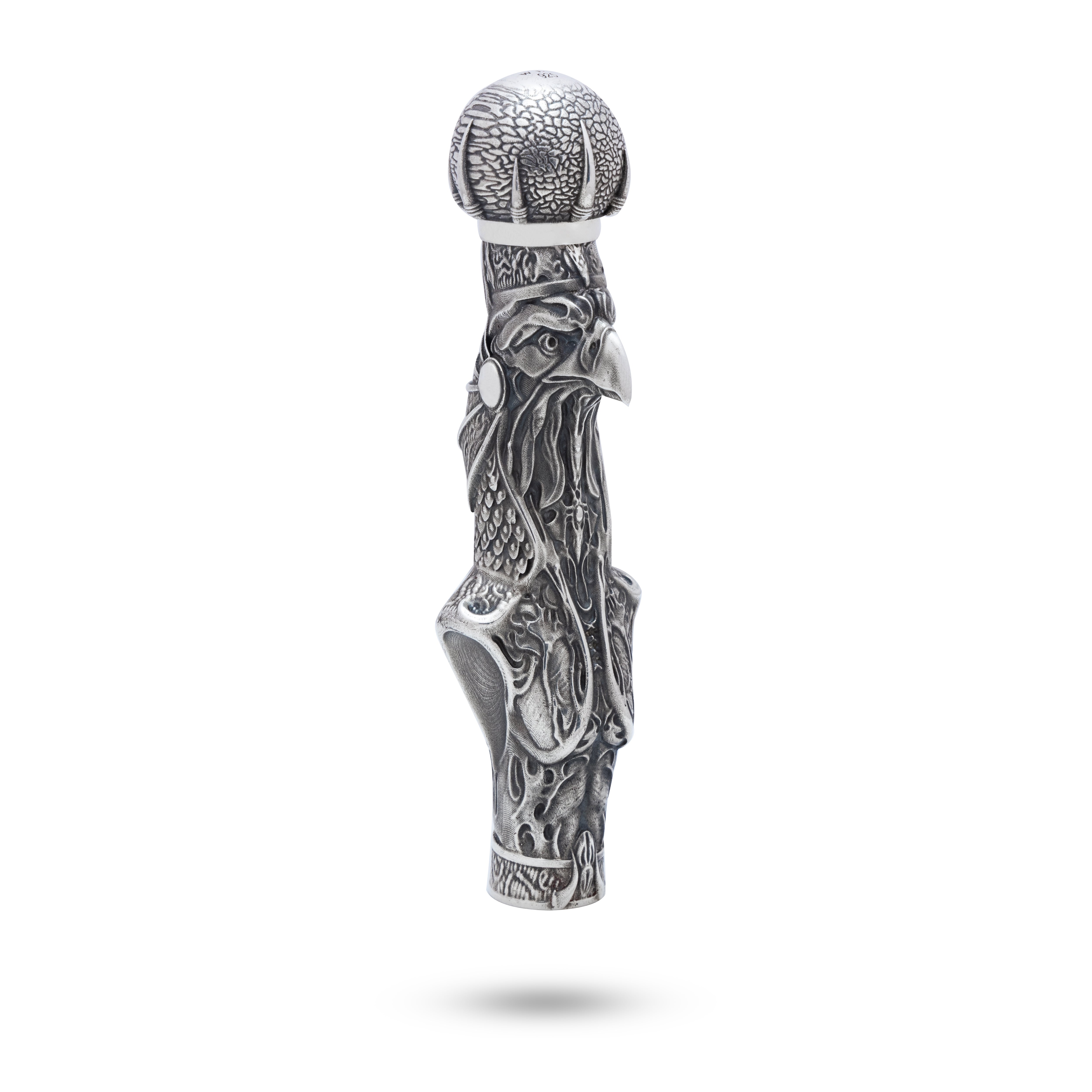 Front view of Eagle 925 Sterling Silver Lighter showcasing oxidized silver finish