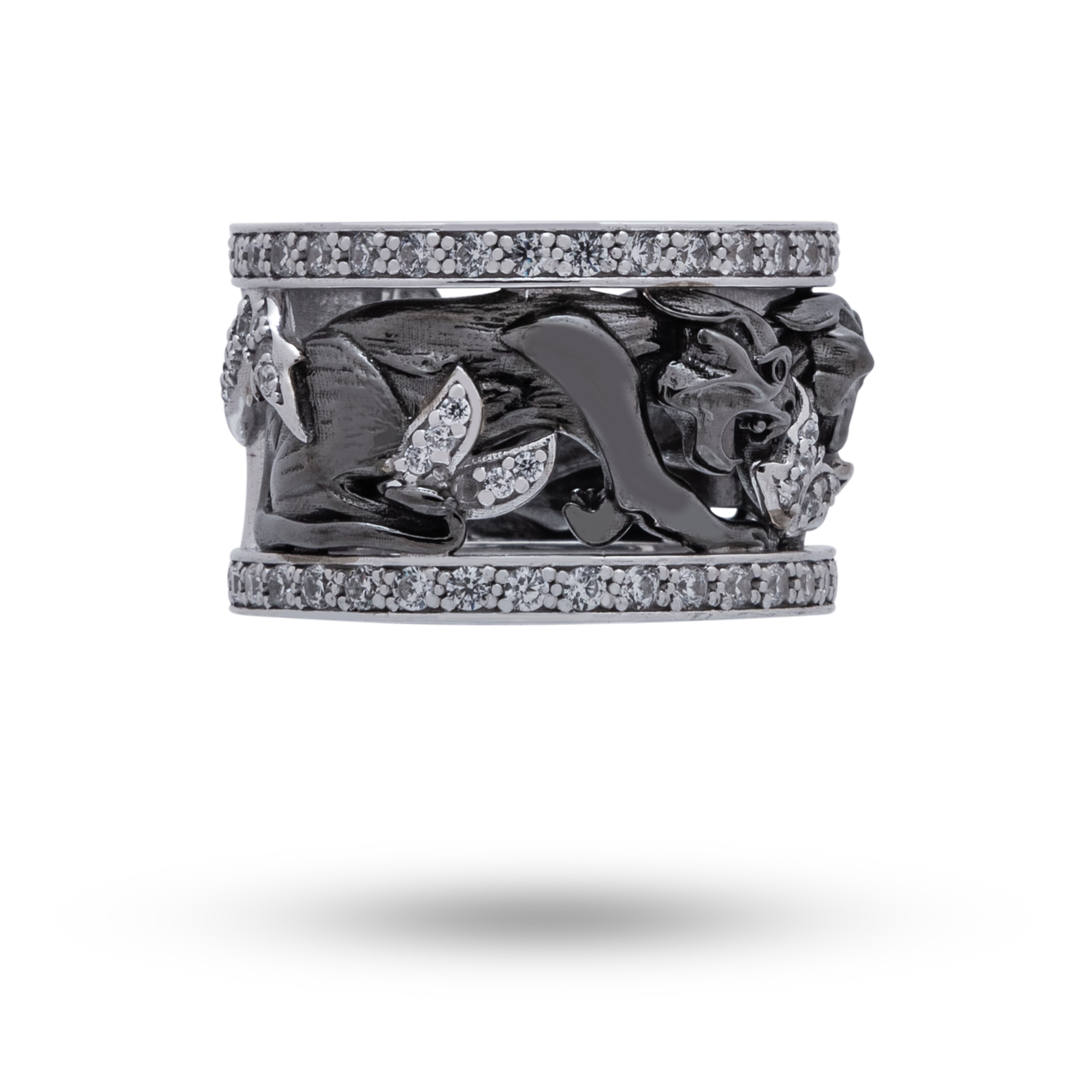 Front view of Puma Two-Tone 925 Sterling Silver Ring with elegant design