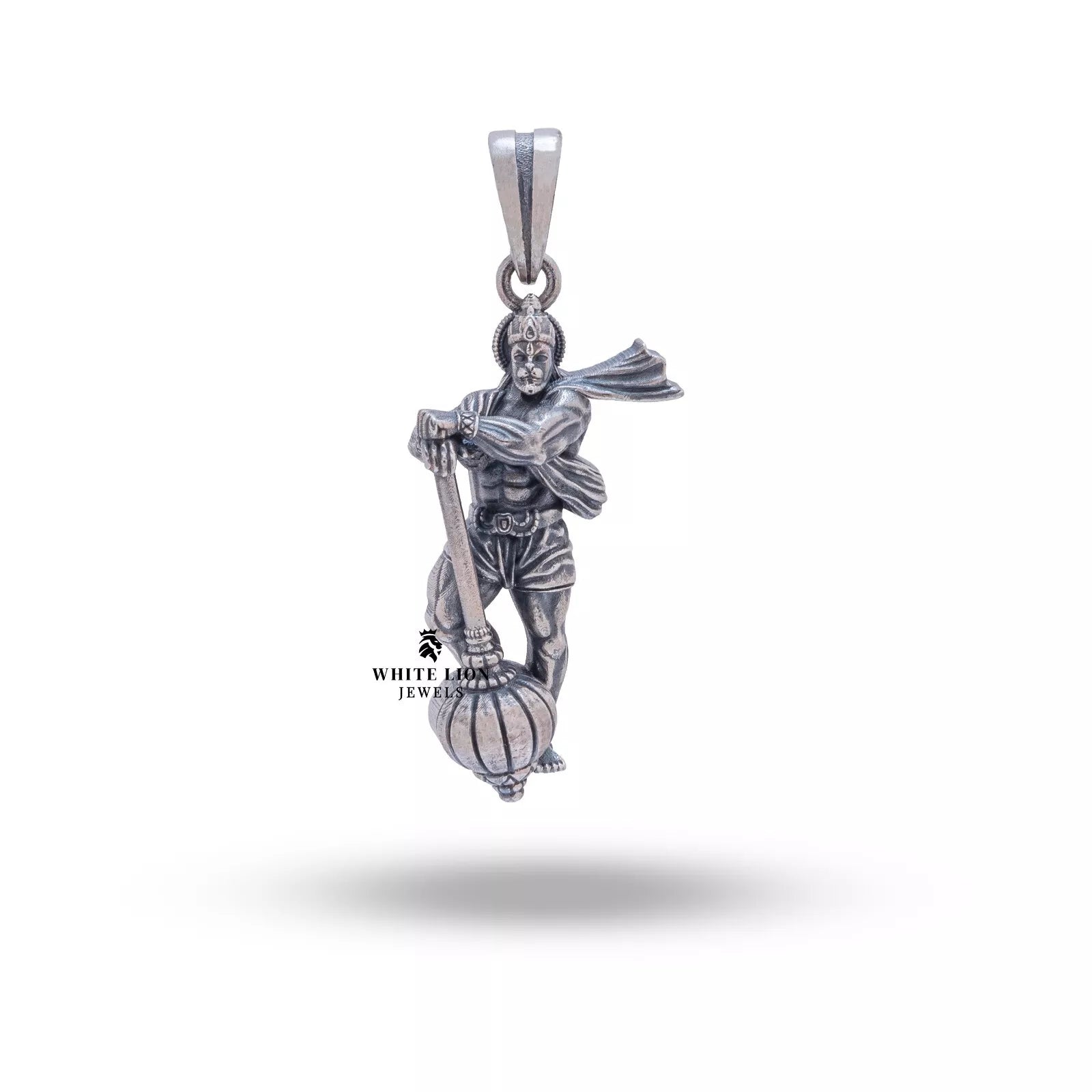 Stylish Hanuman Pendant made of 925 Sterling Oxidized Silver with intricate design