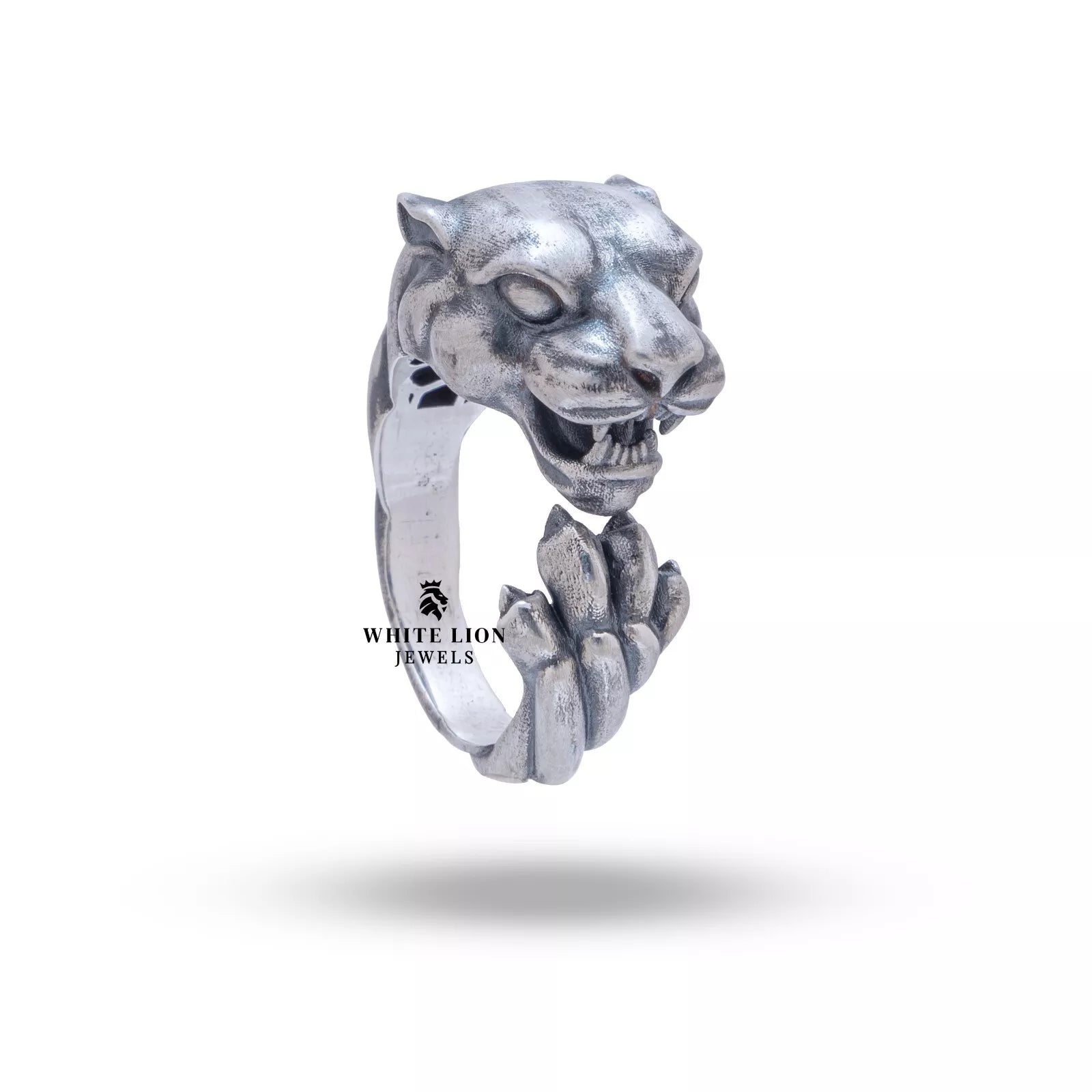 Jaguar Panther Cat Pantera 925 Sterling Silver Ring with oxidized finish showcasing intricate craftsmanship.