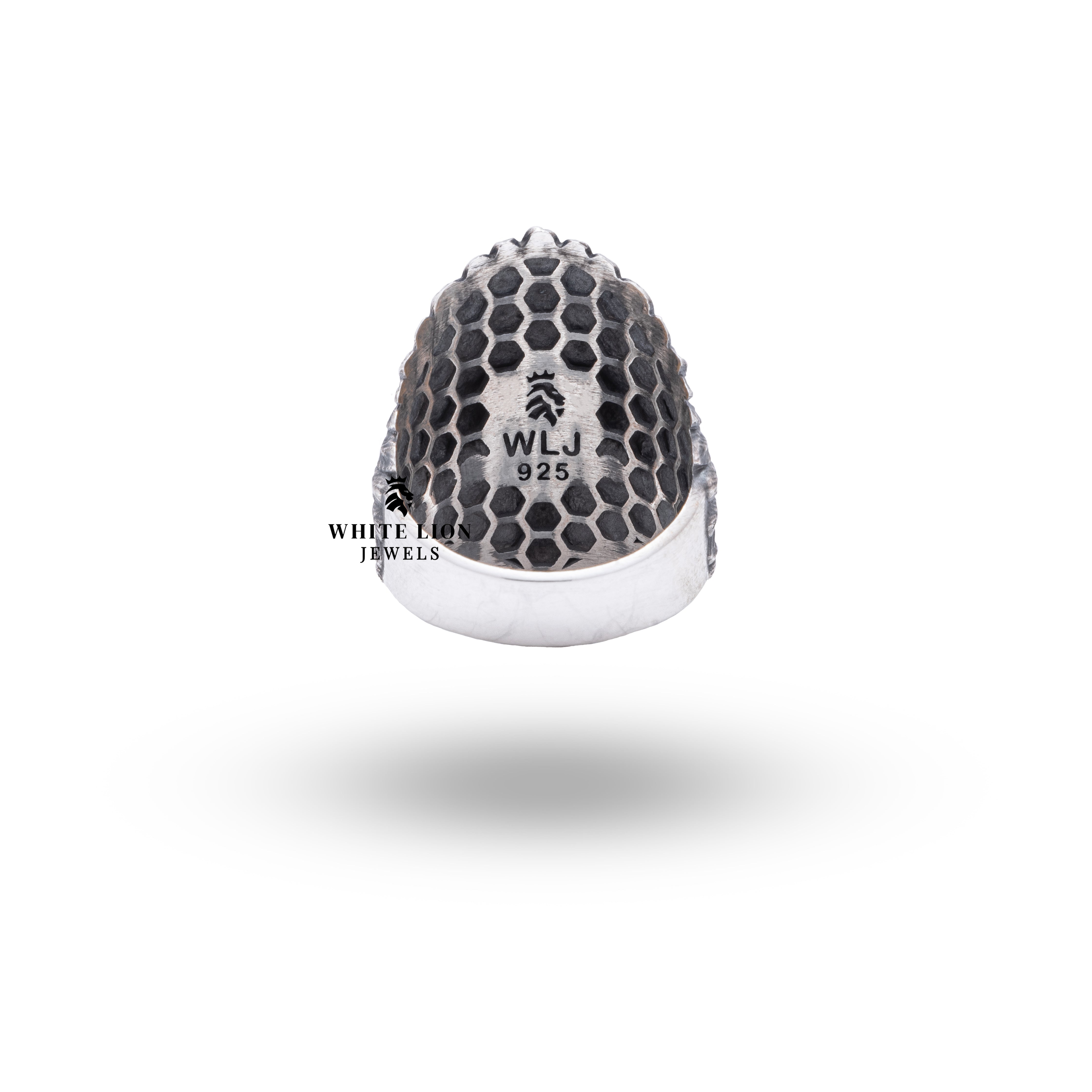 American Indian 925 Sterling Silver Ring showcasing intricate design and oxidized finish - side angle