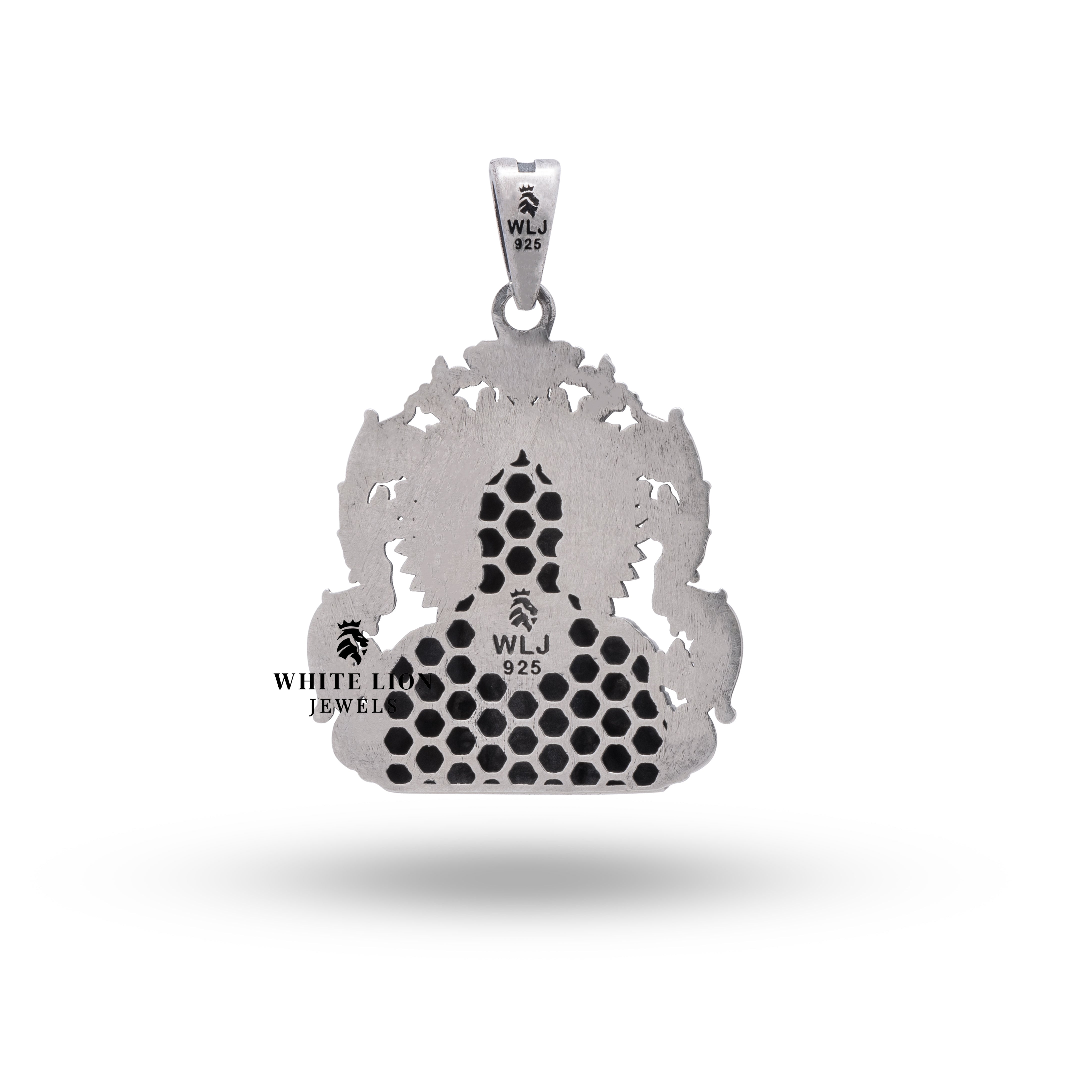 Blessing Hanuman 925 Sterling Silver Pendant with Oxidized Finish front view