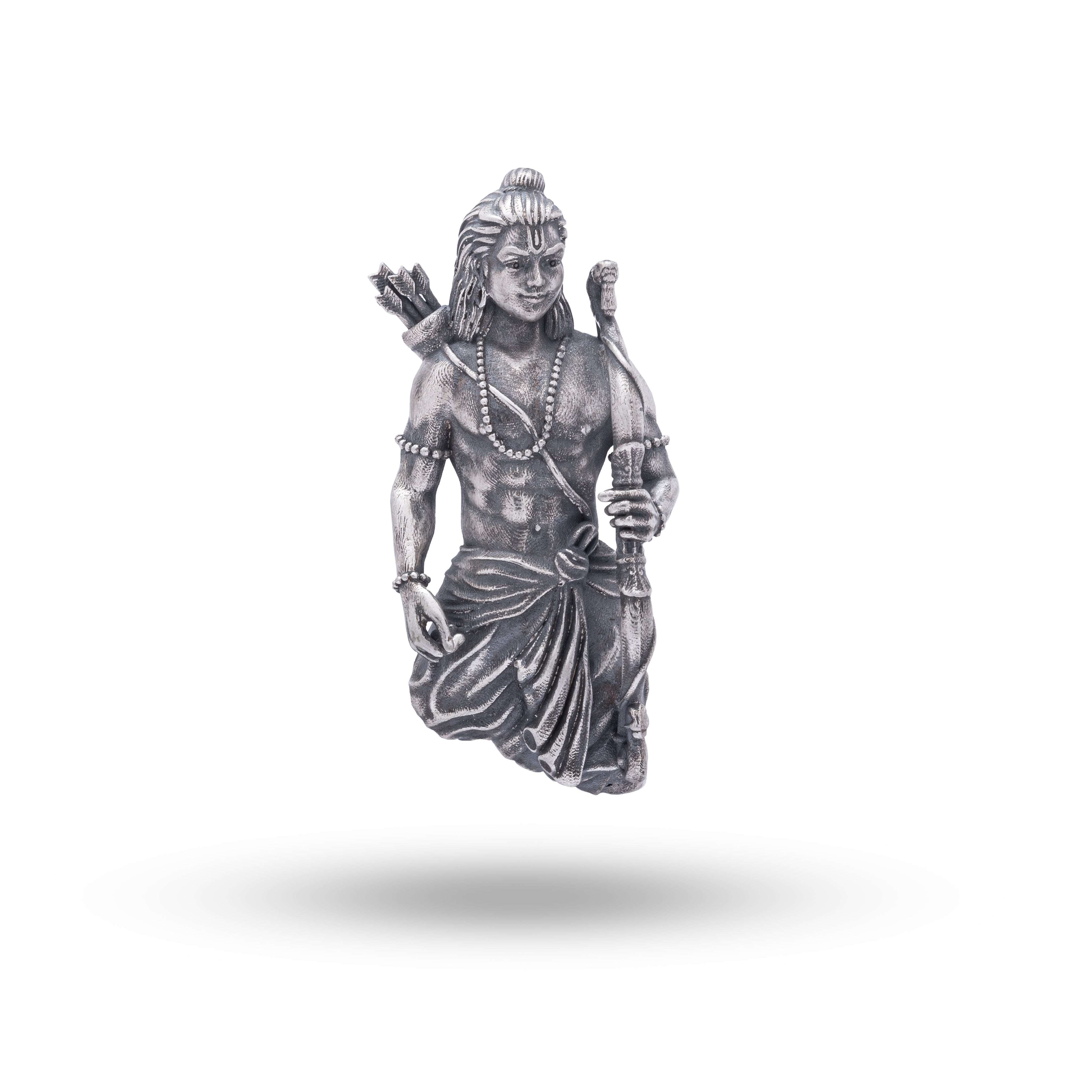 Front view of Lord Shree Rama 925 Sterling Silver Brooch with oxidized finish