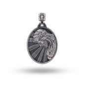 Front view of Jesus Face Rays 925 Sterling Silver Pendant in oxidized silver showcasing intricate design.