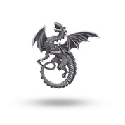 Front view of Flying Dragon 925 Sterling Silver Pendant in oxidized silver showcasing intricate dragon design.