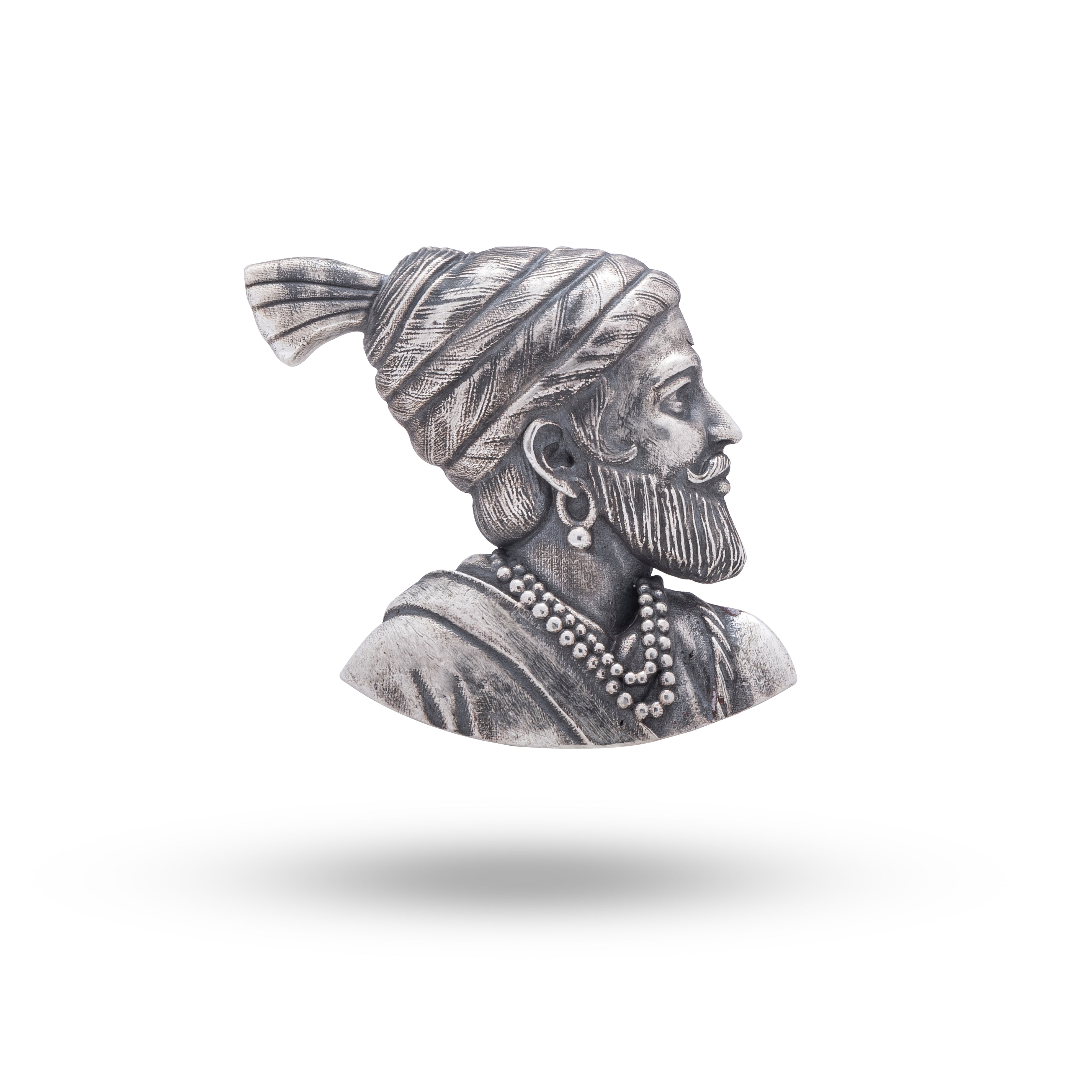 Chhatrapati Raje Shivaji Maharaj 925 Sterling Silver Brooch with oxidized finish by White Lion Jewels