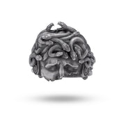 Greek Medusa Gorgon Snakes 925 Sterling Silver Ring showcasing intricate snake design in oxidized silver.