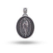 925 Sterling Silver Virgin Mother Mary Pendant with oxidized elegance