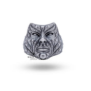 Side view of Bob Face 925 Sterling Silver Ring showcasing intricate craftsmanship and design.