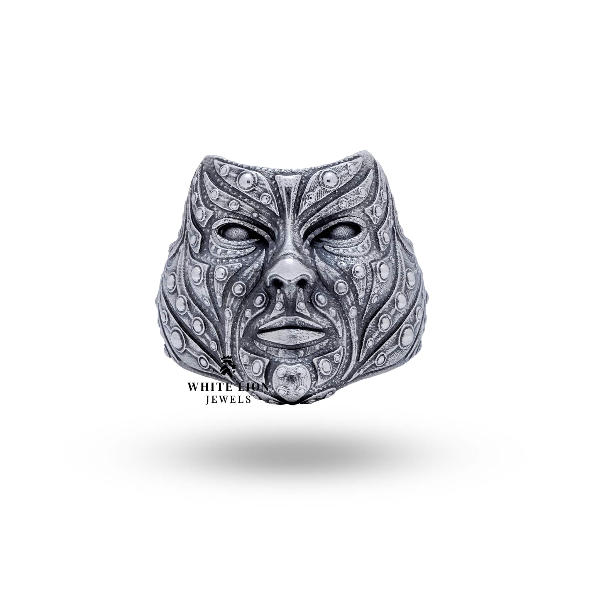 Side view of Bob Face 925 Sterling Silver Ring showcasing intricate craftsmanship and design.