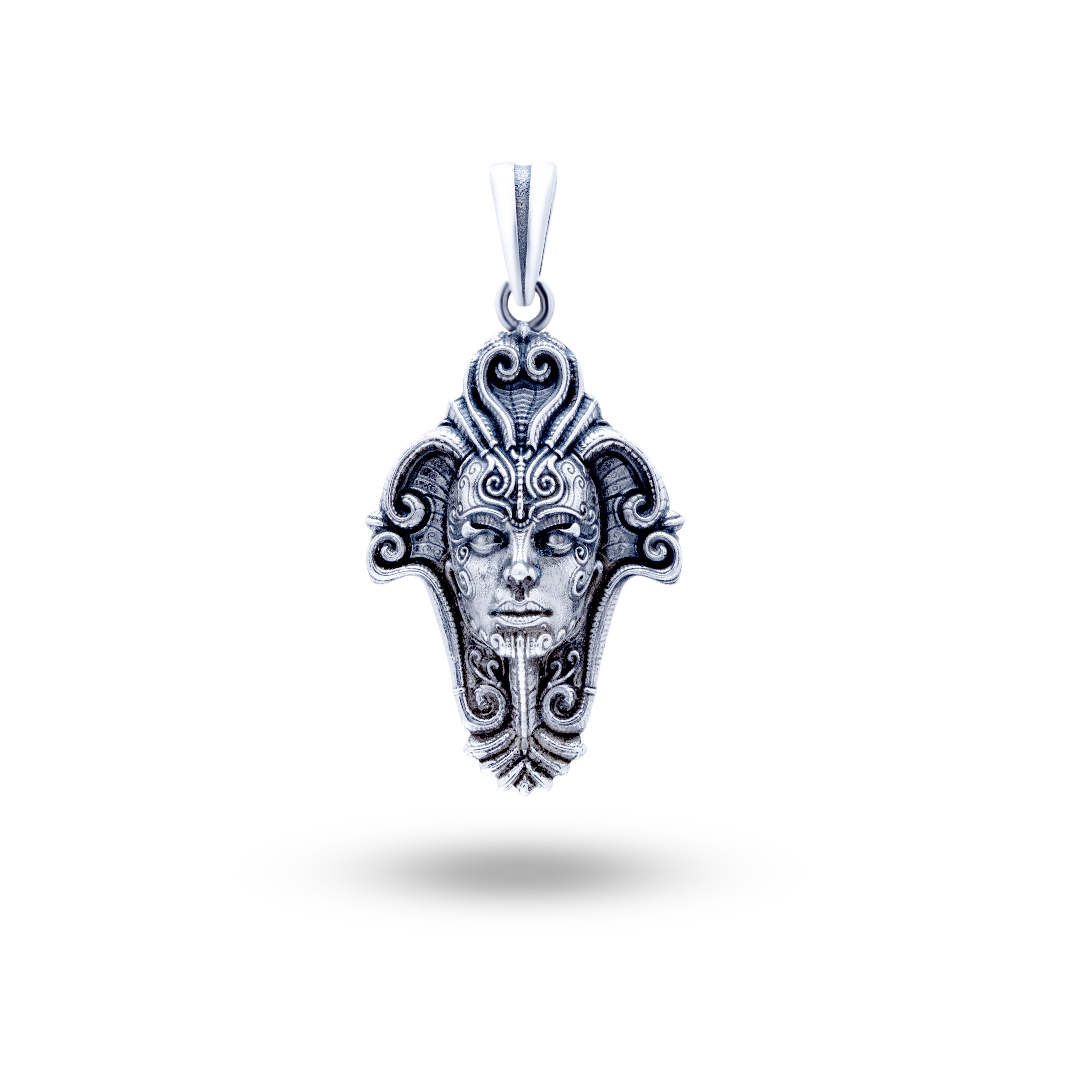 Queen Mother Head 925 Sterling Silver Pendant with oxidized finish by White Lion Jewels, perfect for elegant wear