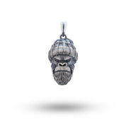 Front view of Gangster Monkey 925 Sterling Silver Pendant showcasing its oxidized silver finish and unique design