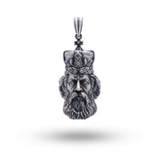 Front view of King 925 Sterling Silver Pendant with oxidized finish by White Lion Jewels