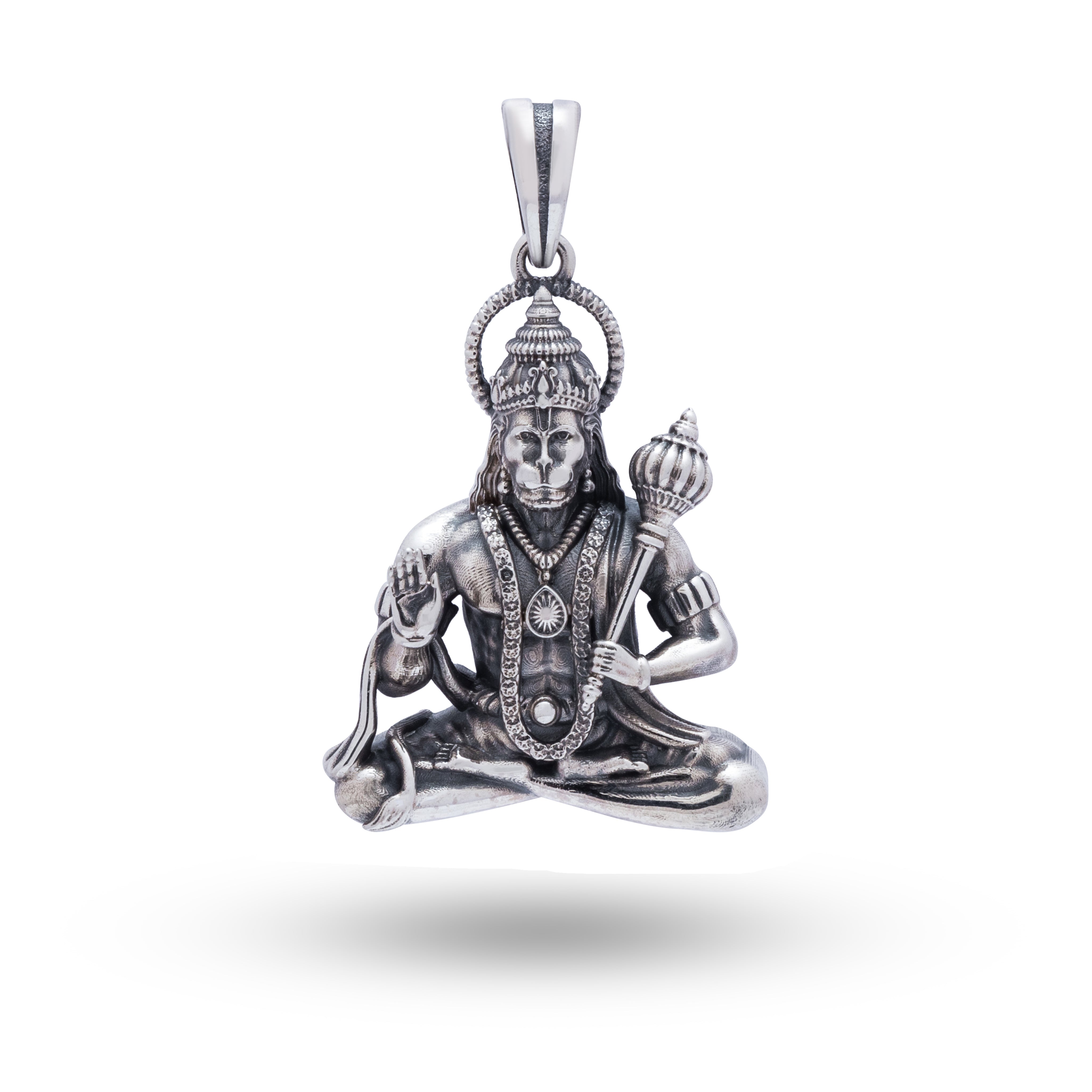 Sterling Silver Hanuman Pendant with Oxidized Finish, Ideal Spiritual Jewelry