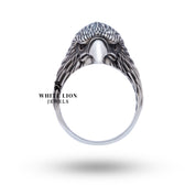 Side view of Sterling Silver American Eagle Ring showcasing detailed craftsmanship