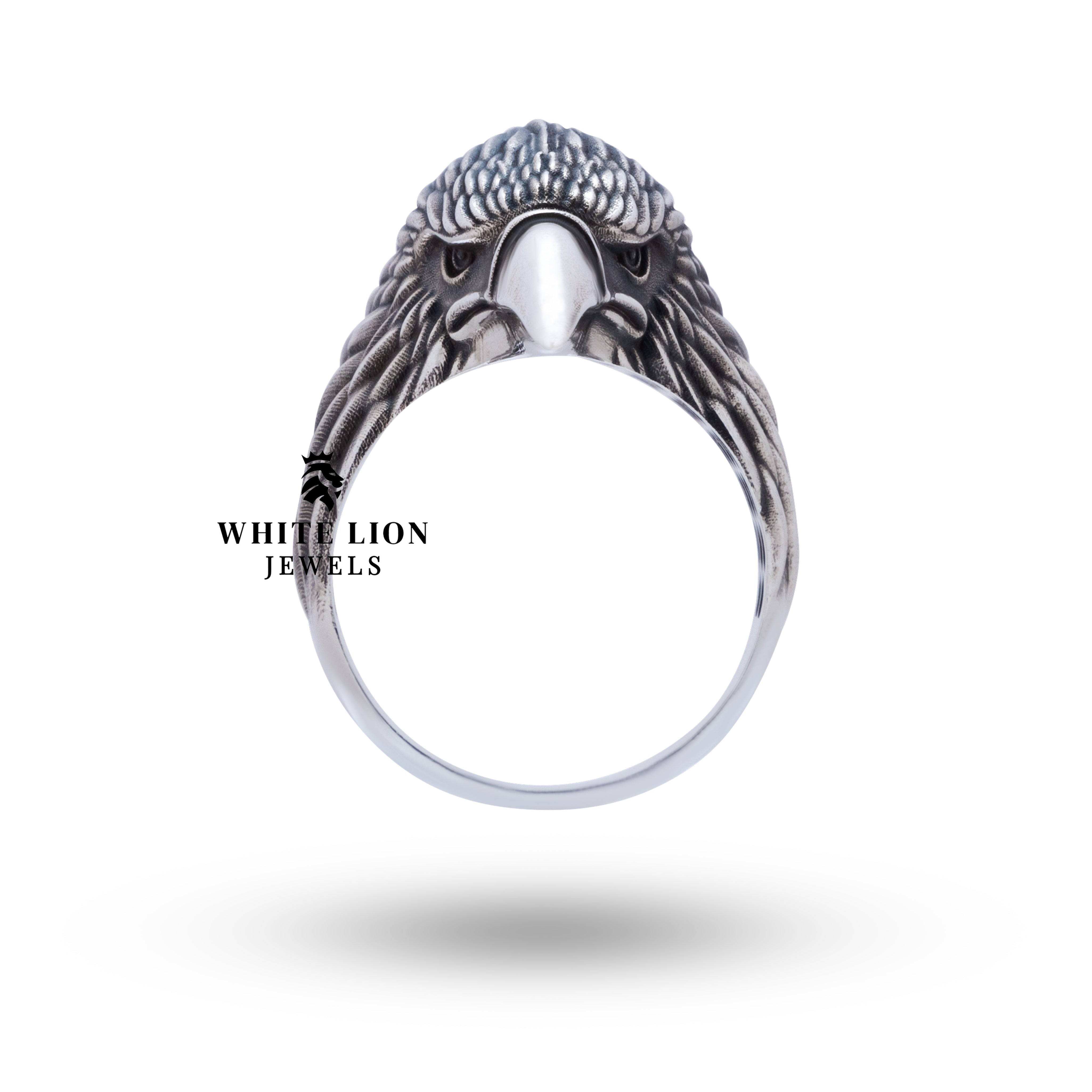 Side view of Sterling Silver American Eagle Ring showcasing detailed craftsmanship