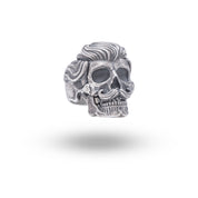 Gentleman Mustached Gothic Skull Ring, 925 Sterling Silver with Oxidized Finish, Artisan Craftsmanship