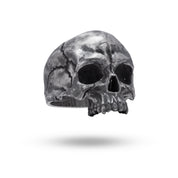 Front view of Half Jaw Gothic Skull Ring 925 Sterling Silver with oxidized finish