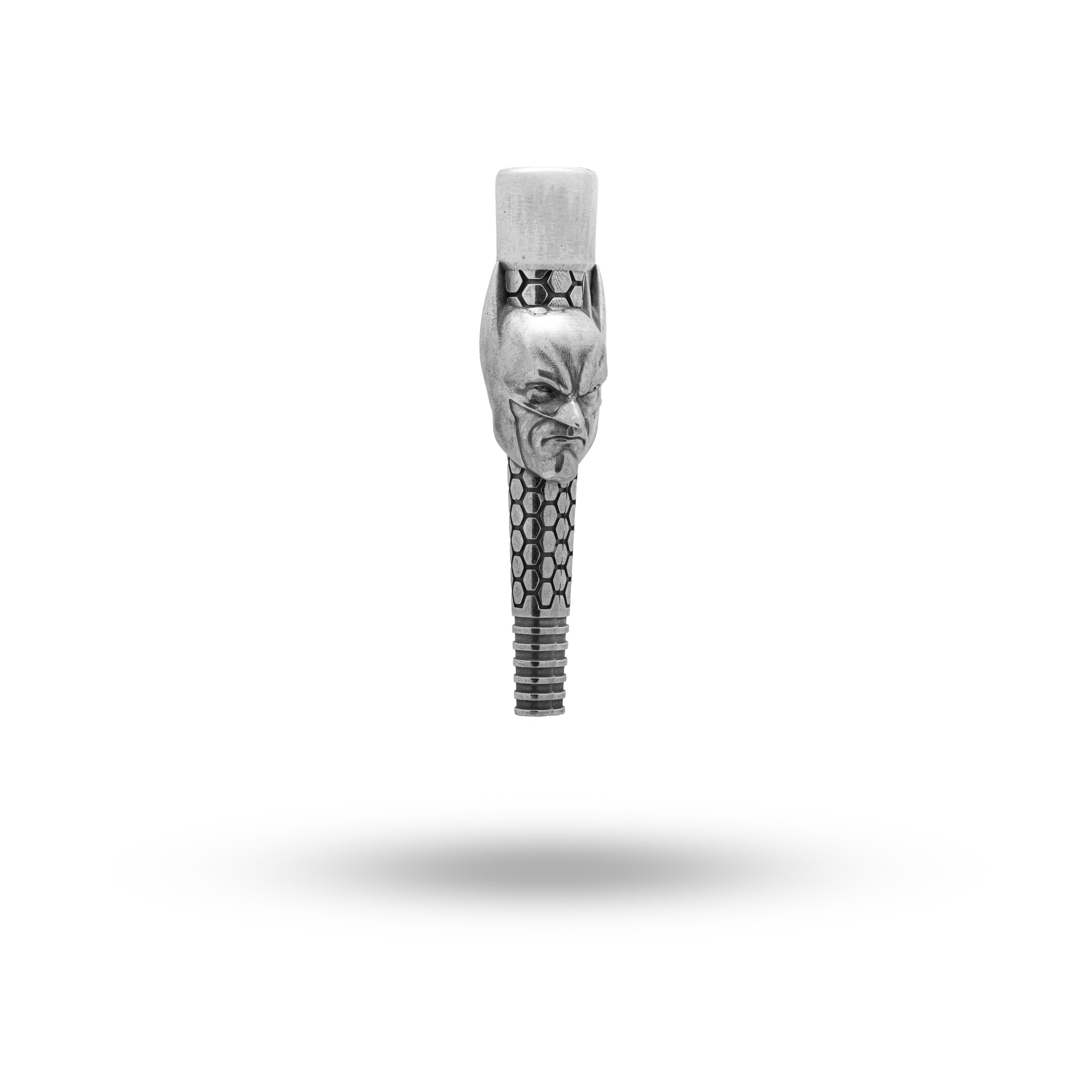 Bat Man 925 Sterling Silver Hookah Filter Mouth Tip in oxidized silver finish