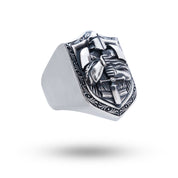 Knight 925 Sterling Silver Ring by White Lion Jewels showcasing oxidized finish on 925 silver with nickel-free craftsmanship.