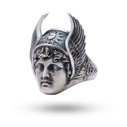 Side view of Hermes 925 Sterling Silver Ring with oxidized finish, showcasing artisanal craftsmanship.