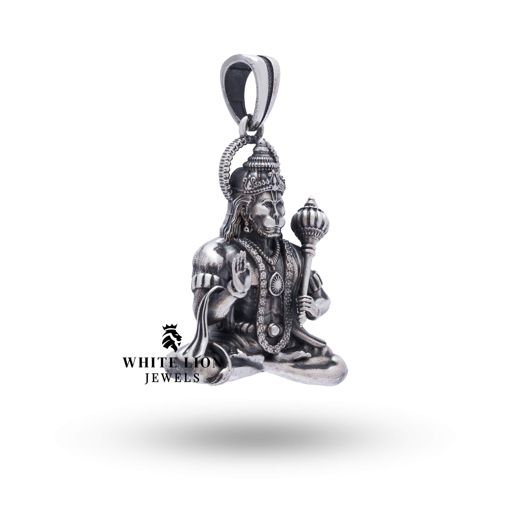 Detailed Design of Hanuman 925 Pendant, Handcrafted Silver Jewelry