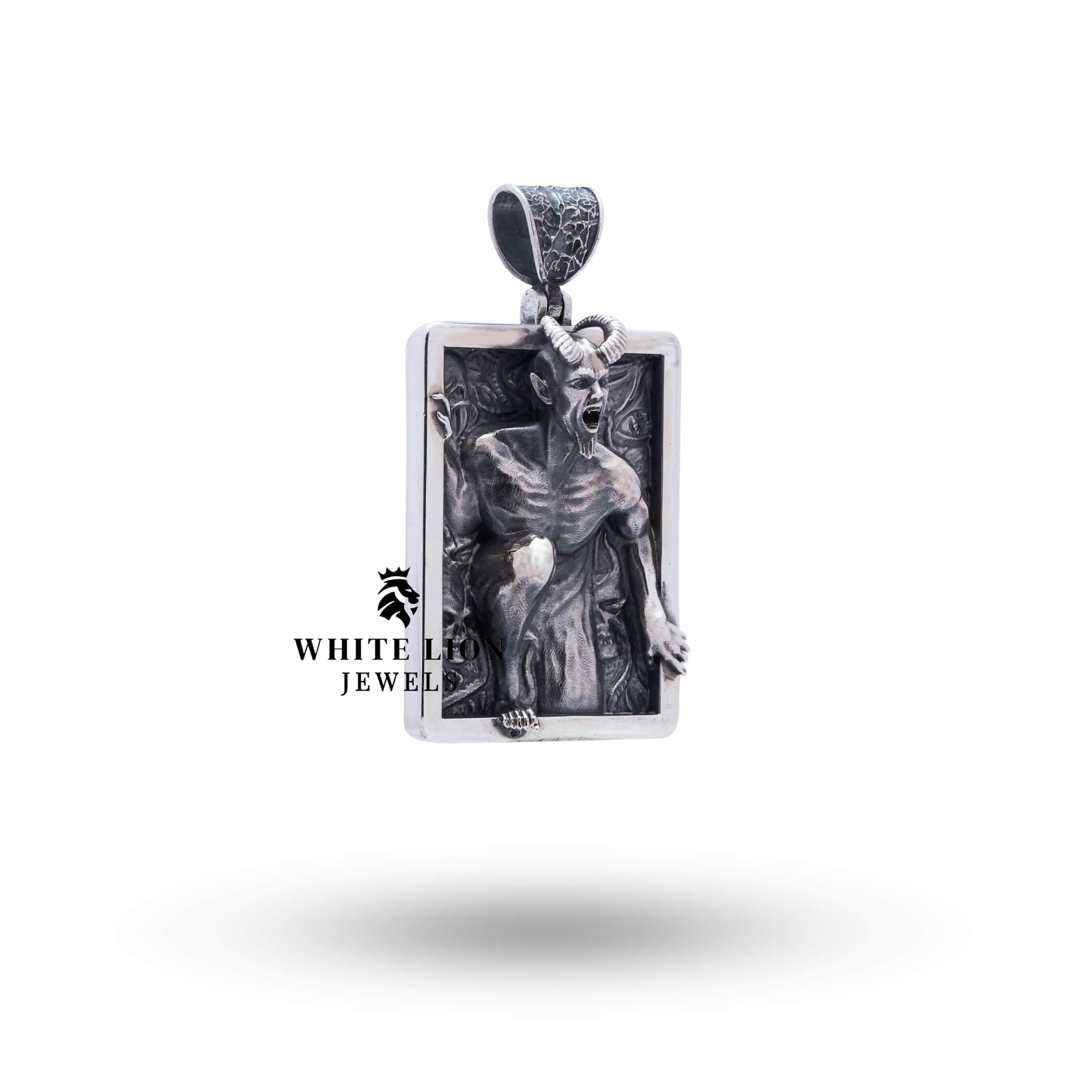 Back view of Horror 925 sterling silver pendant with clear protective coating