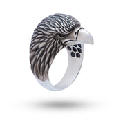 Front view of American Eagle King of Birds 925 Sterling Silver Ring with oxidized finish