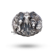 Jungle Safari Animals 925 Sterling Silver Ring displayed on a hand illustrating its wearable size and design.