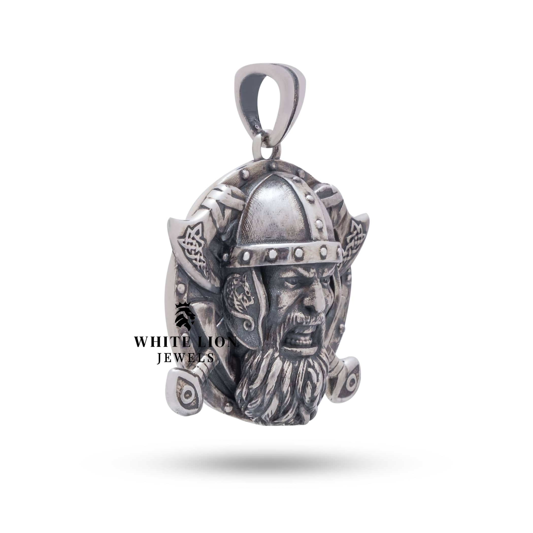 Close-up of the Scandinavian 925 Sterling Silver Pendant detailing the craftsmanship and oxidized silver color