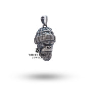 Angle view of Gangster Monkey 925 Sterling Silver Pendant highlighting its intricate detailing