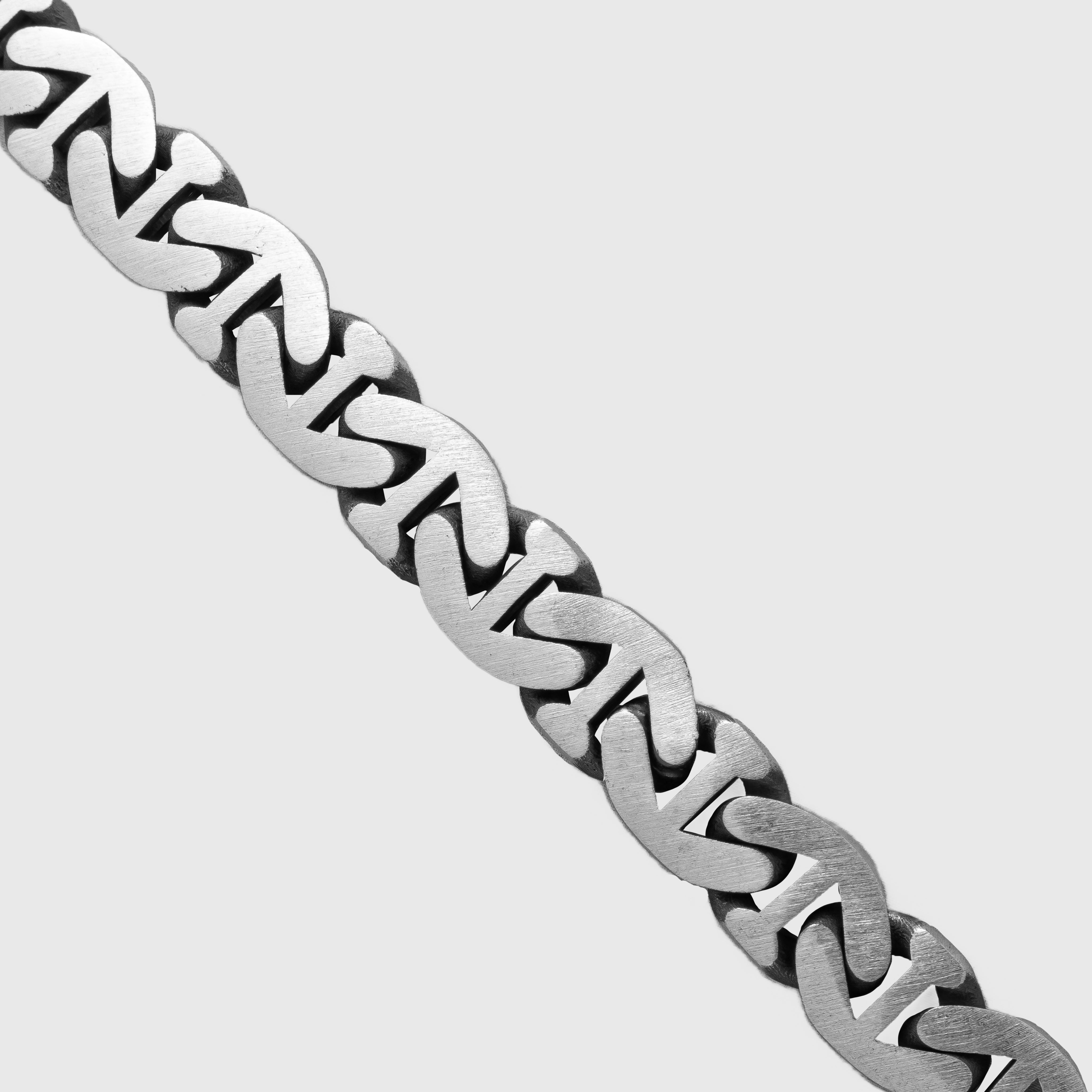 925 Sterling Silver Flat Anchor Chain Necklace, King Style, Angle View