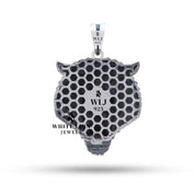 Front view of Tiger Jungle Animal pendant, emphasizing luxury silver craftsmanship