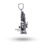 Front View Hanuman Silver Pendant by White Lion Jewels, Elegant Religious Symbol