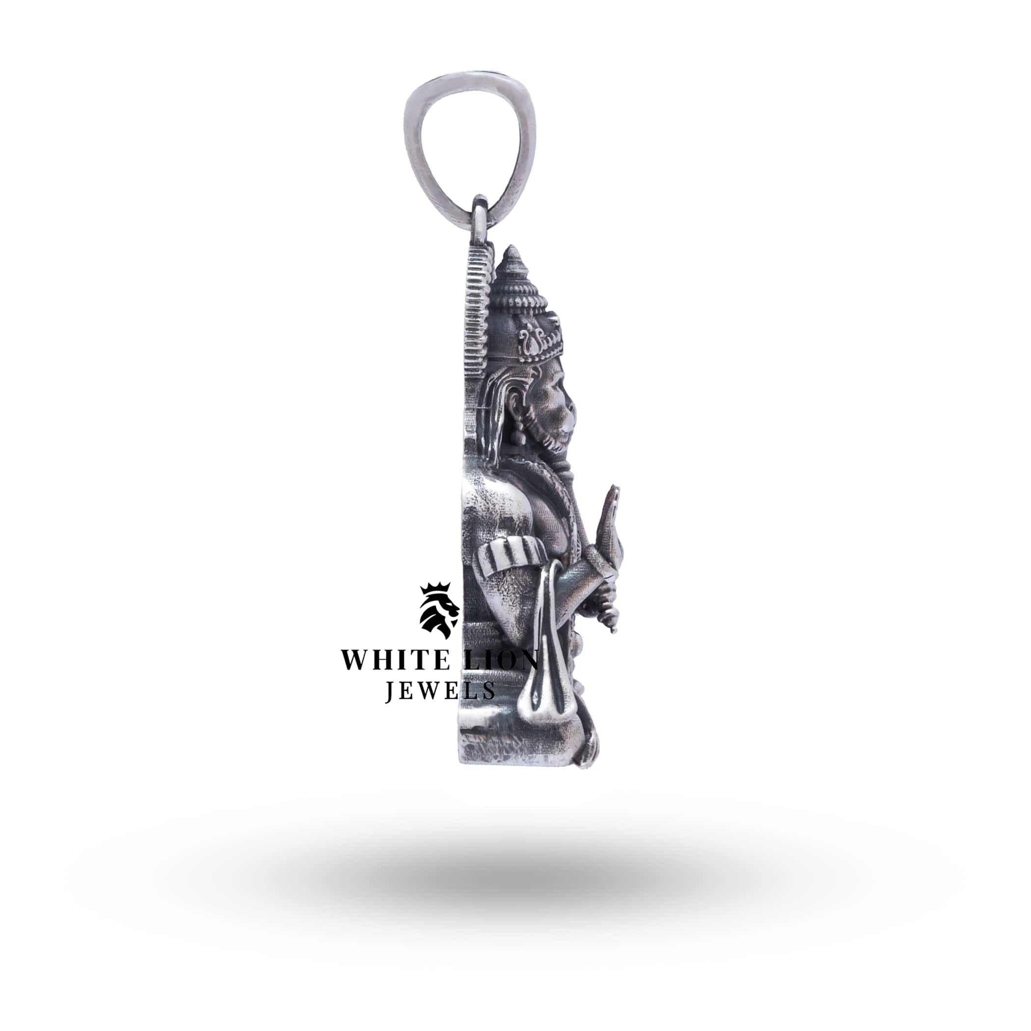 Front View Hanuman Silver Pendant by White Lion Jewels, Elegant Religious Symbol
