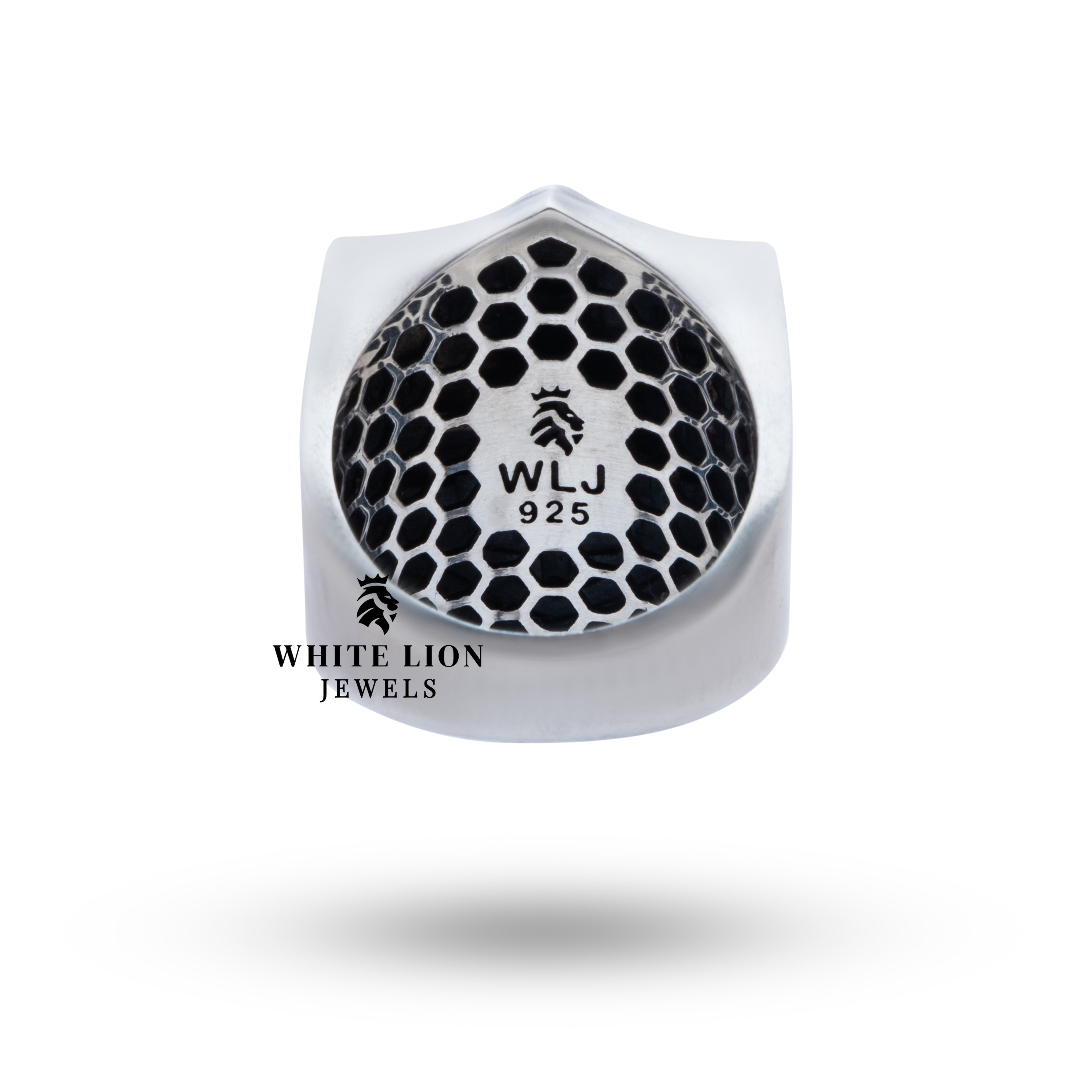 Close-up of Knight 925 Sterling Silver Ring showing detailed artistry in oxidized silver.