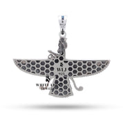 Faravahar Silver Pendant displayed elegantly, highlighting its 4.8 cm diameter and intricate design