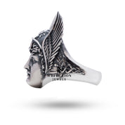 Angled image of Hermes 925 Sterling Silver Ring, emphasizing detailed artistry and 925 purity.