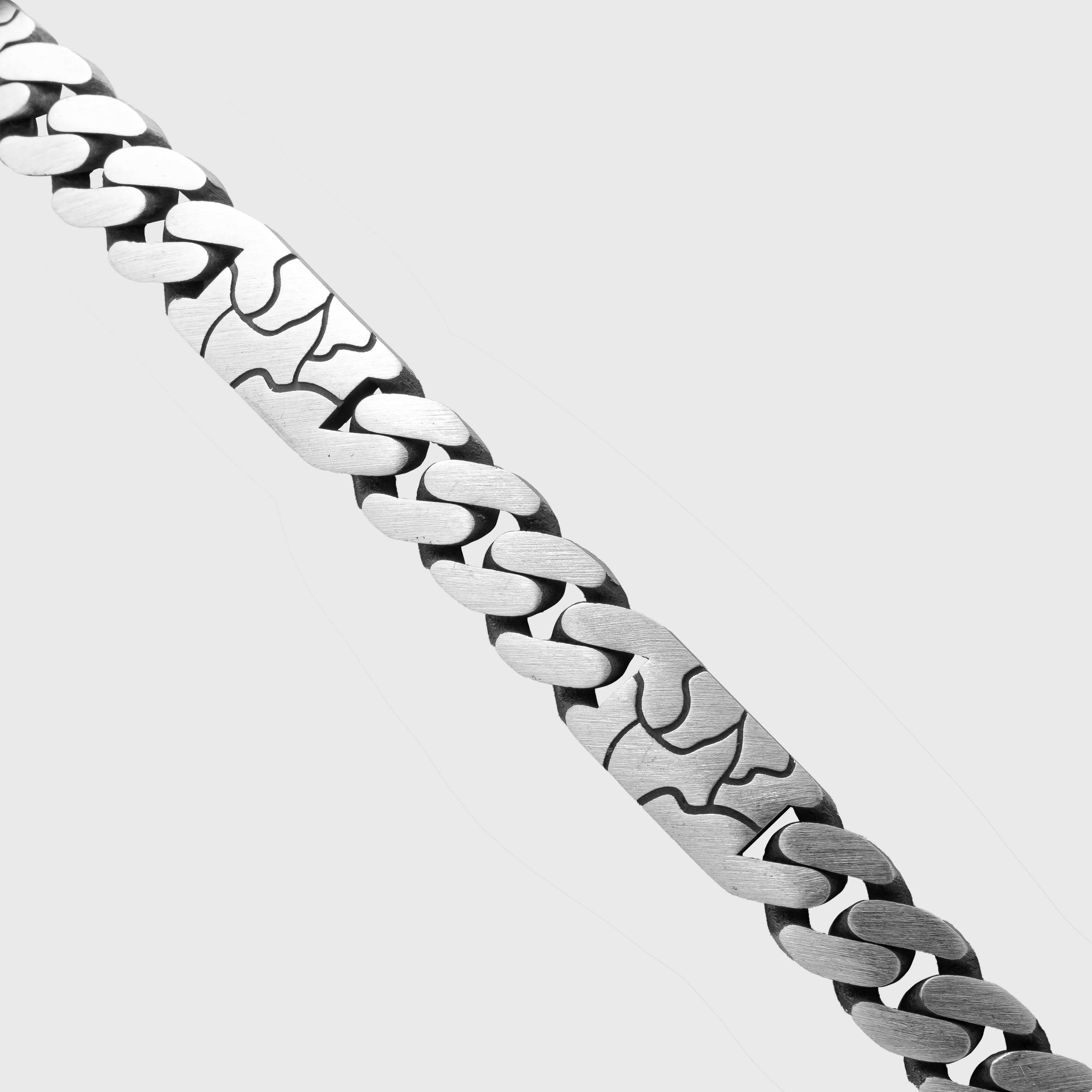 Sterling Silver Cuban Link Chain Necklace with Oxidized Matt Finish for Men