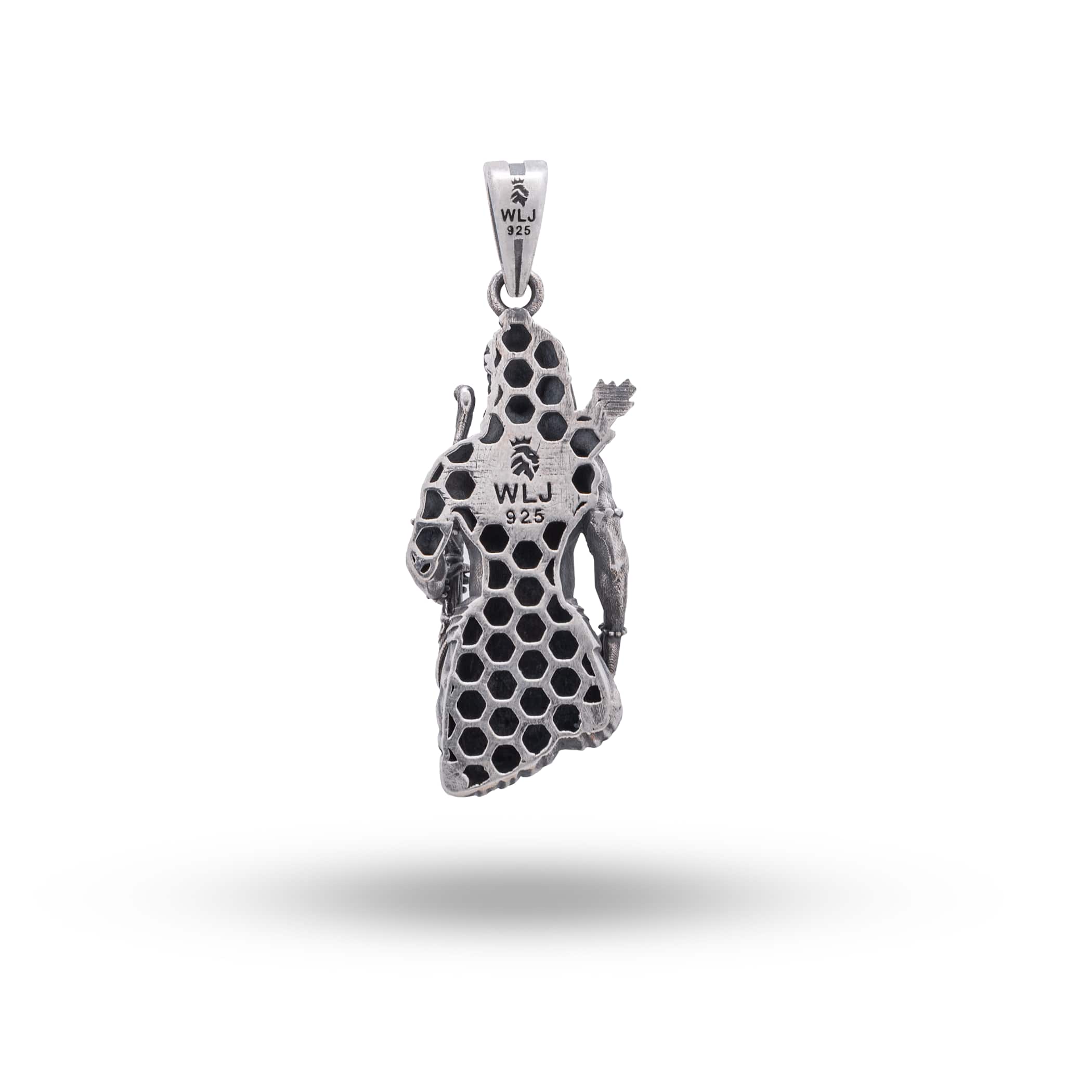 Spiritual and elegant design of Shree Rama Pendant in oxidized silver