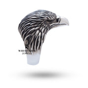 Detailed view of American Eagle King of Birds Ring in 925 Silver with artisanal design