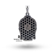 Gautam Buddha Head 925 Sterling Silver Pendant in branded White Lion Jewels box, emphasizing luxury gifting.