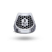 Close-up of Bob Face 925 Sterling Silver Ring showing clear protective coating and intricate details.