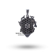 Lifestyle image of Angry Medusa Gorgon Snakes Silver Pendant worn with elegant attire.