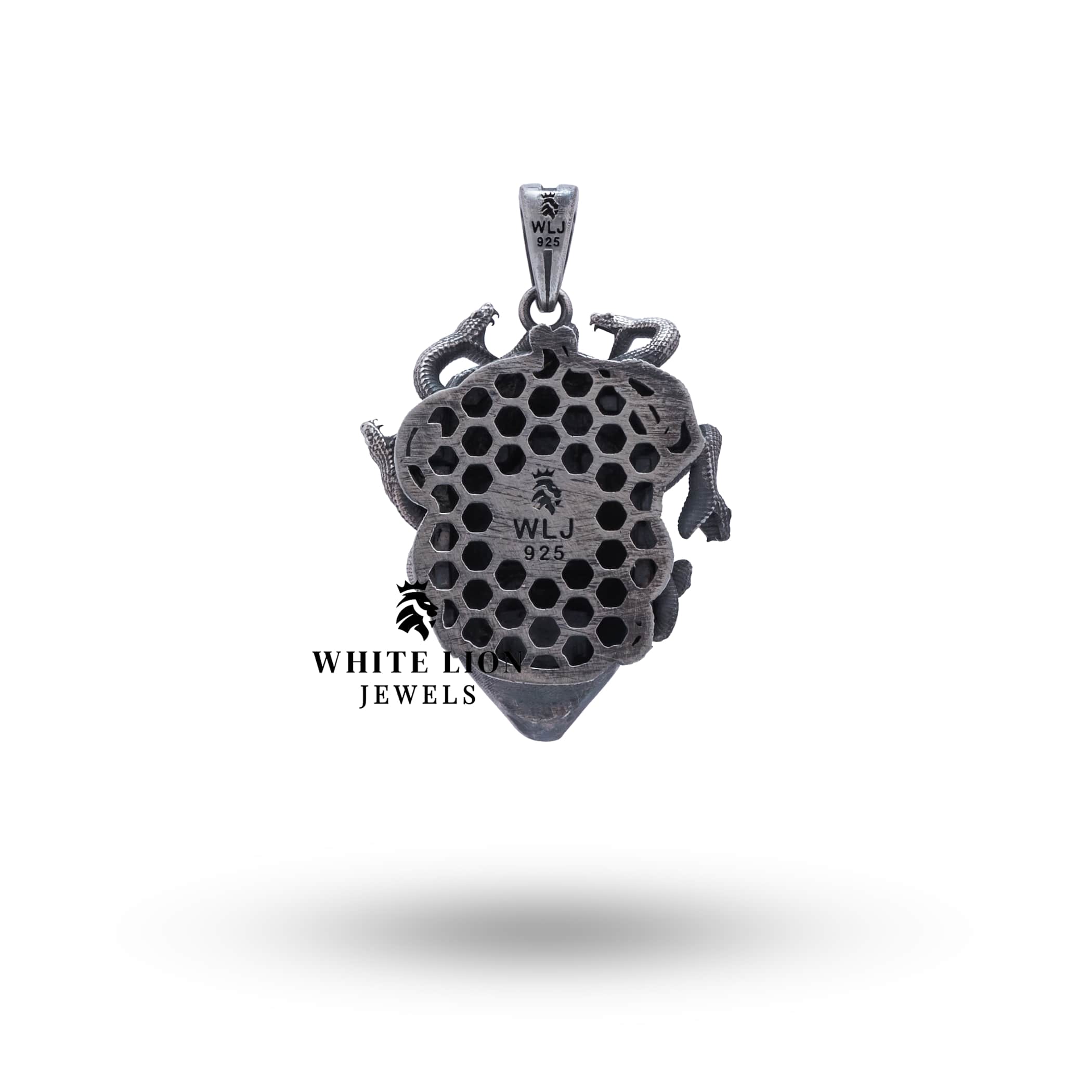 Lifestyle image of Angry Medusa Gorgon Snakes Silver Pendant worn with elegant attire.