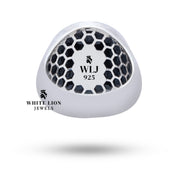 Saber Tiger Skulls 925 Sterling Silver Ring part of White Lion Jewels' exclusive collection.